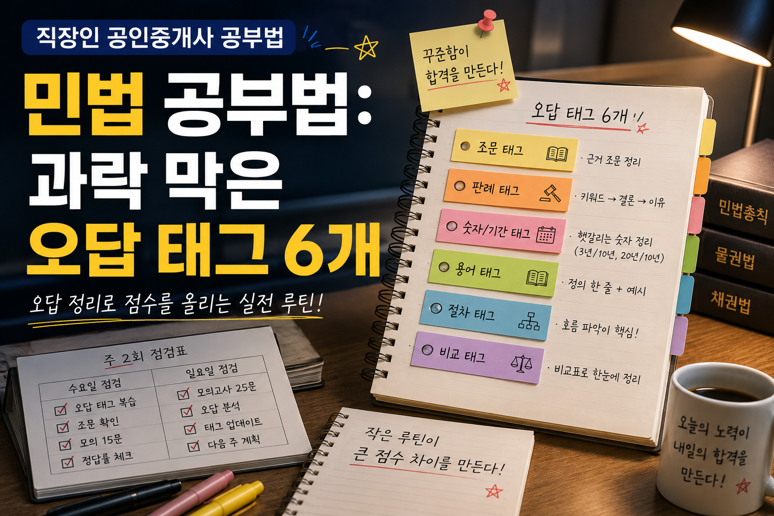 직장인 공인중개사 민법 공부법과 과락 방지를 위한 오답 태그 6개 정리 노트 이미지