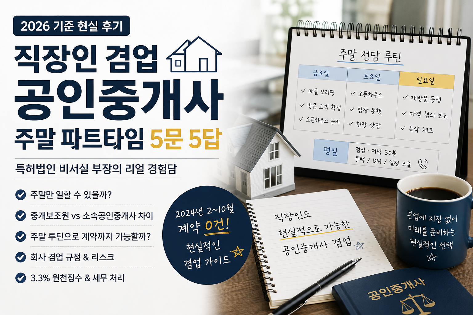 직장인이 주말 파트타임 공인중개사로 겸업한 실제 경험과 루틴을 정리한 2026 현실 후기 이미지