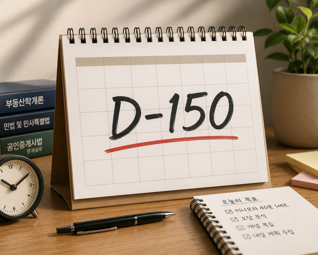 공인중개사 D-150 공부법 카운트다운 달력 이미지