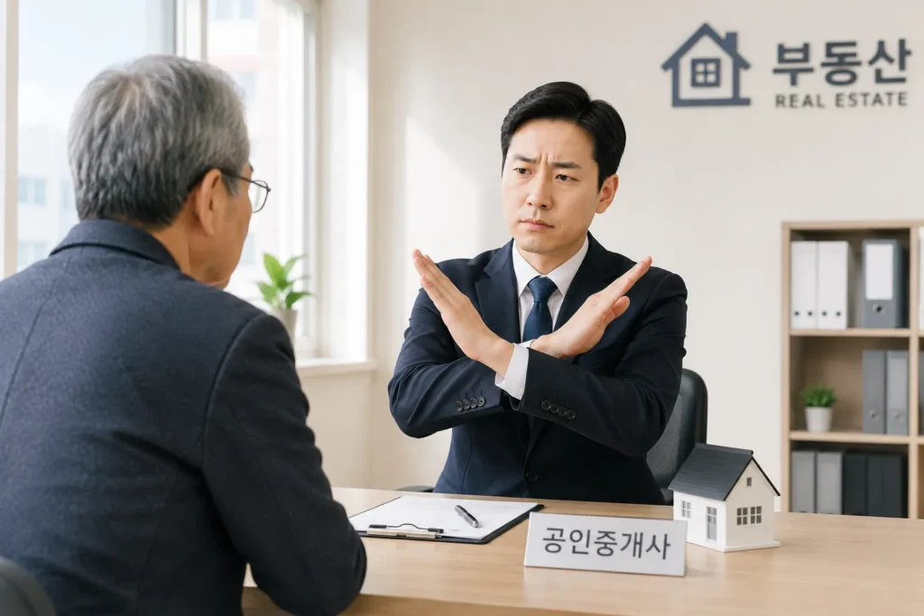 소속공인중개사 나이 제한과 중장년 공인중개사 취업 현실을 설명하는 이미지